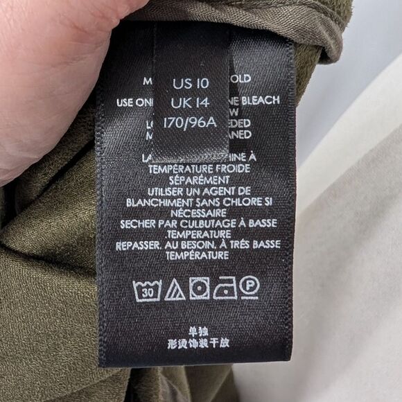 By Anthropologie Moss Green Vegan Faux Suede Sleeveless Midi Dress US 10 - Picture 10 of 12